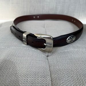 BELT Brown Leather Silver Tone Buckle Keeper Golf Conchos Handcrafted Argentina